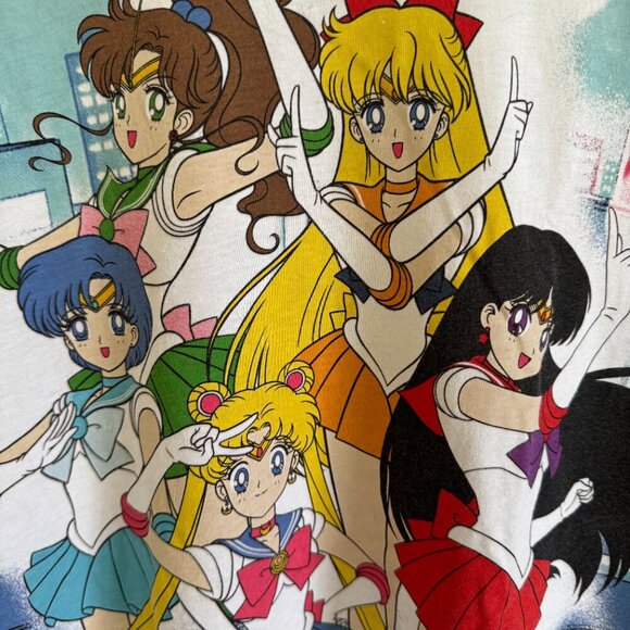 Vintage 90s Sailor Moon Anime T-Shirt Tee White Size L Toei Animation J10432- - Picture 3 of 3